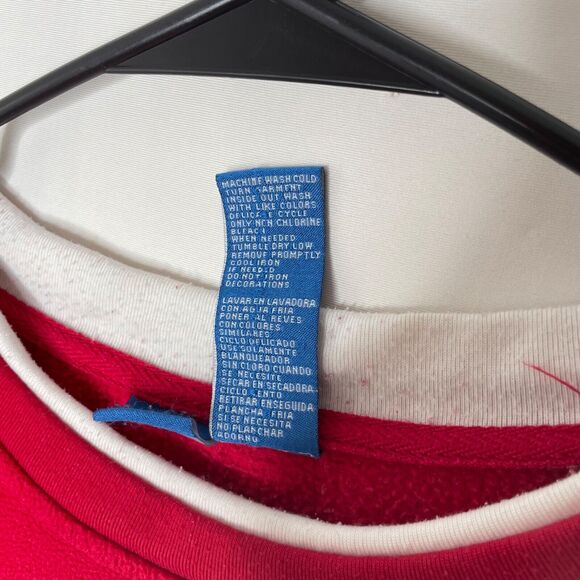 Vintage Disney Mickey Mouse Fleece Sweatshirt Red Embroidered Floral Y2K Retro L - Picture 7 of 7